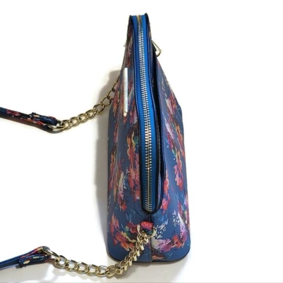 Steve Madden Floral Crossbody Purse Blue Gold Chain Chic Summer Vacation Bag - Picture 7 of 16
